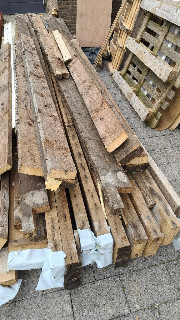 Hout, Ophalen, Gebruikt, 50 mm of meer, Balk