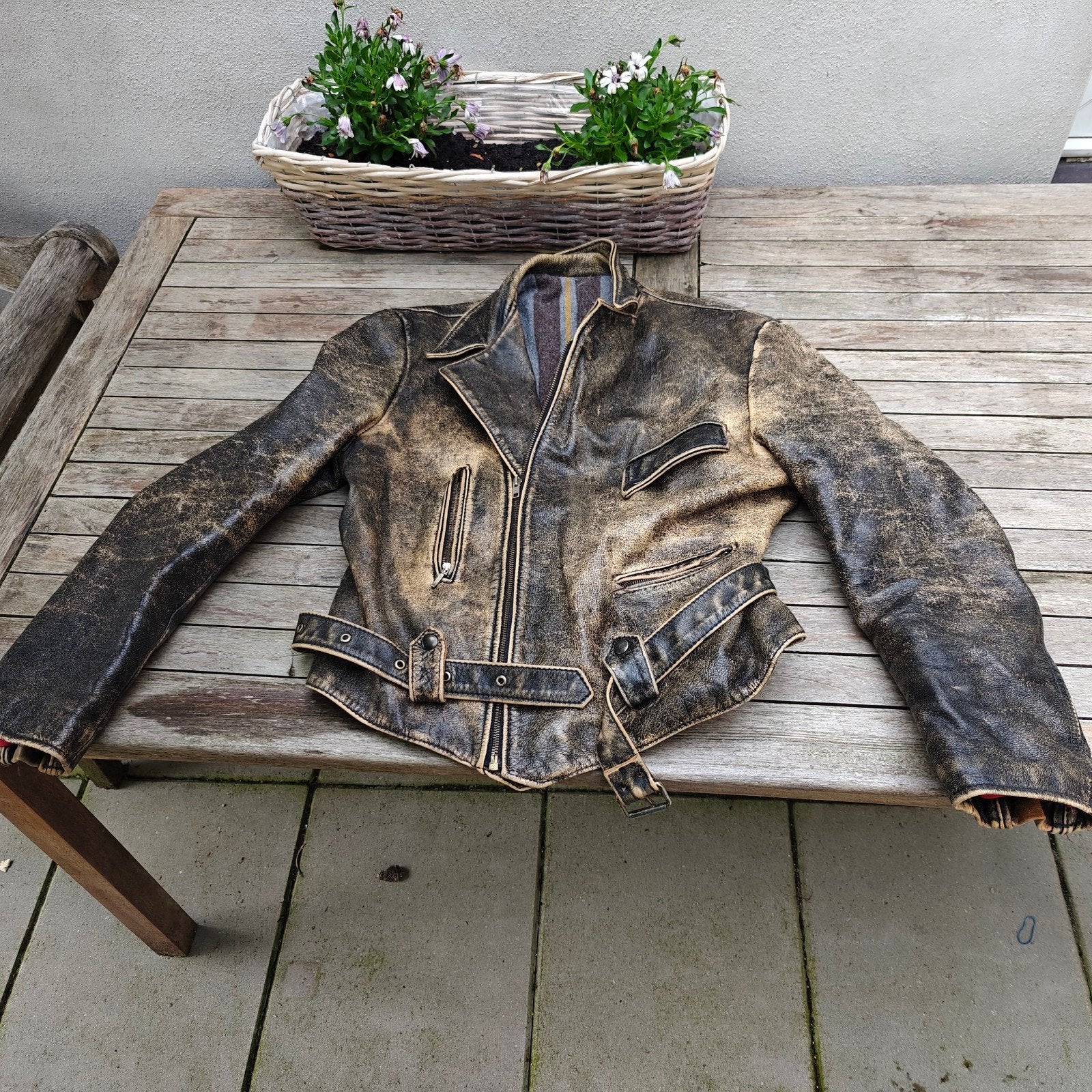 Vintage bruin ouderwetse lederen motor jack S-Medium, Ophalen of Verzenden, Tweedehands, Jas | leer