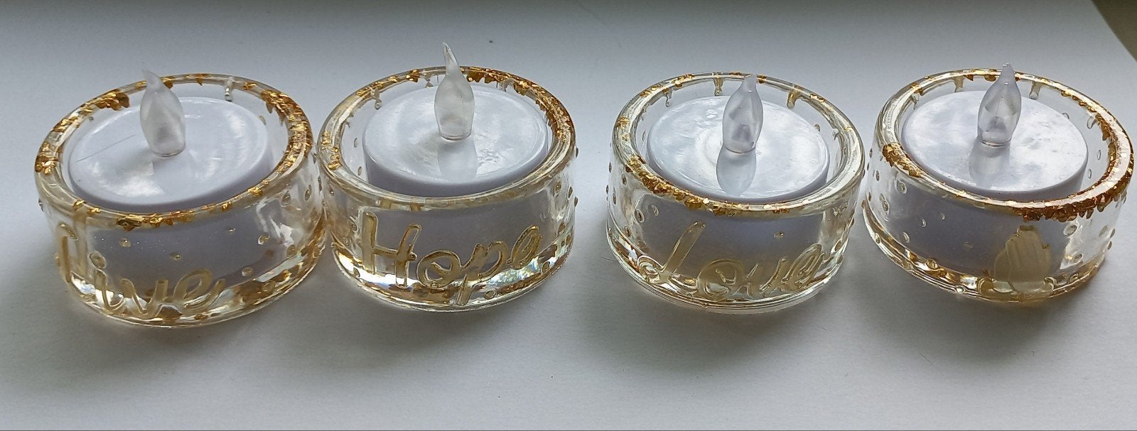 Set van 4 waxinelichtjes houders van epoxy, Ophalen of Verzenden