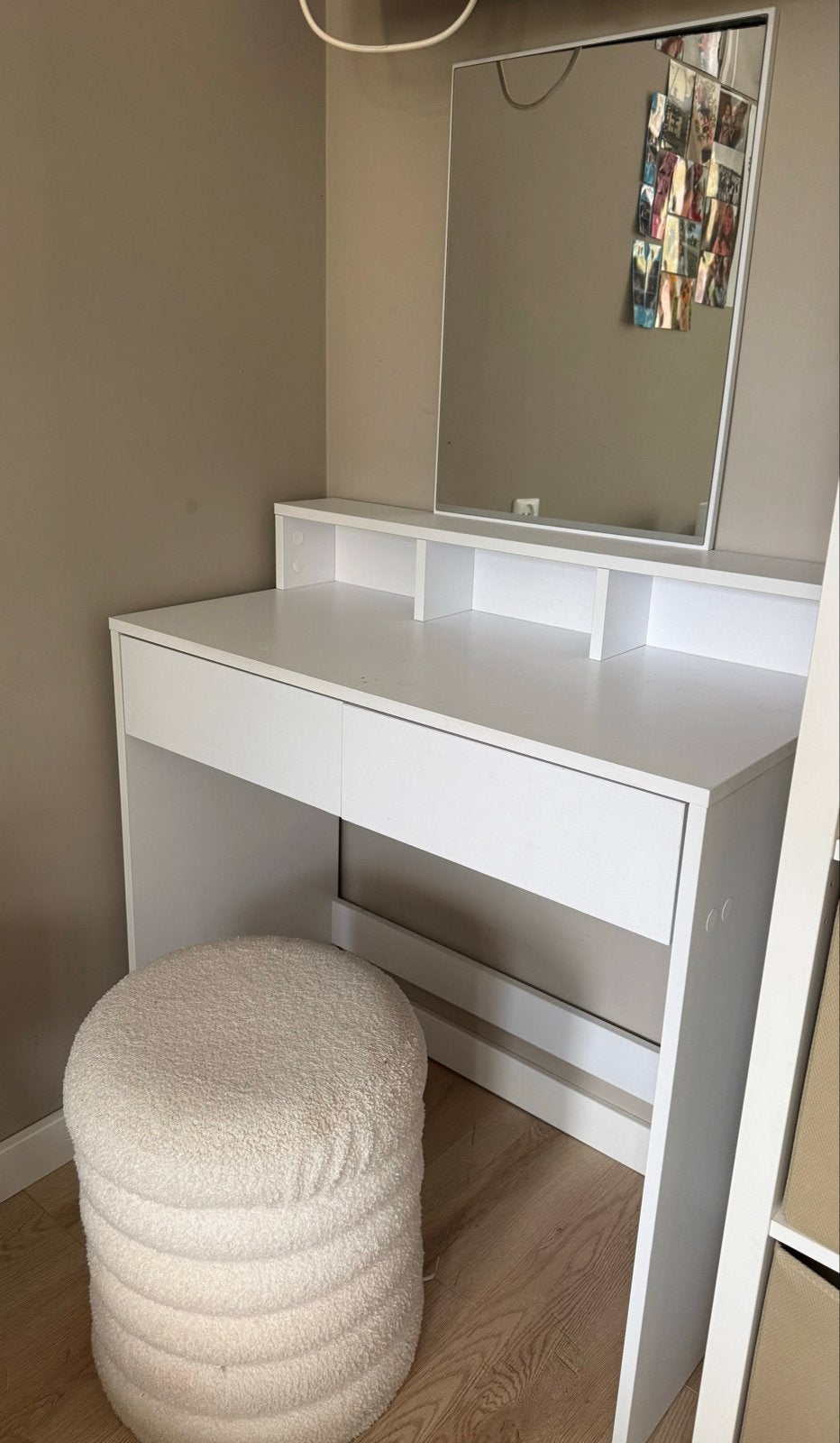 Witte kaptafel met spiegel en lades, Ophalen, Gebruikt, 100 tot 150 cm, 50 tot 100 cm