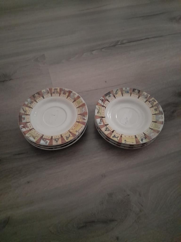 6 gebaksborden Aap Noot Mies servies Jet ter Steege, Ophalen, Keramiek, Zo goed als nieuw, Bord(en)