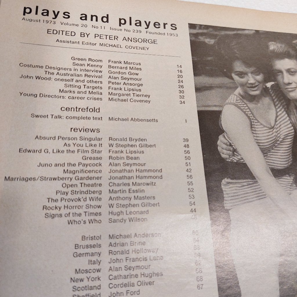 Rocky Horror Show UK MAGAZINE Plays and Players 1973, Gebruikt, Verzenden, NvT, Plays and Players