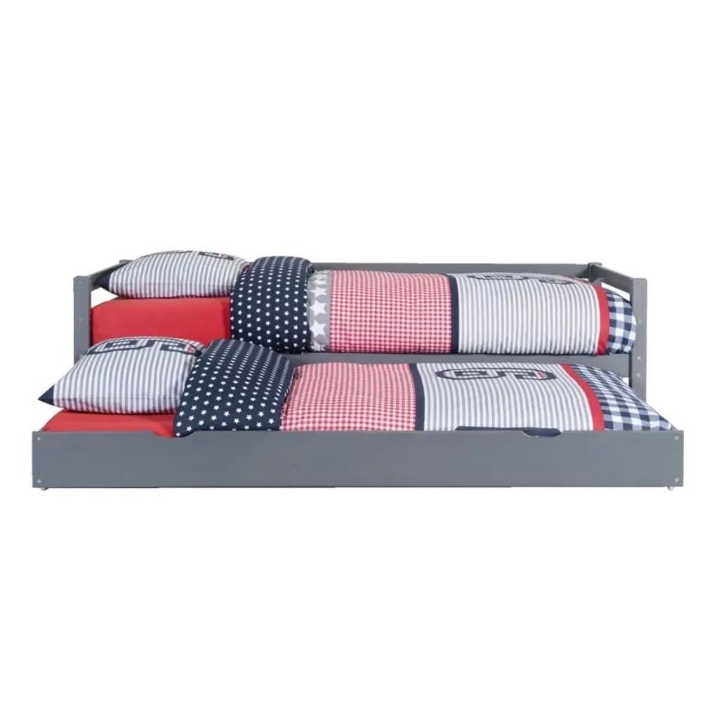Grijs eenpersoonsbed 90x200 met onderschuifbed, Ophalen, Gebruikt, 90 cm, Eenpersoons