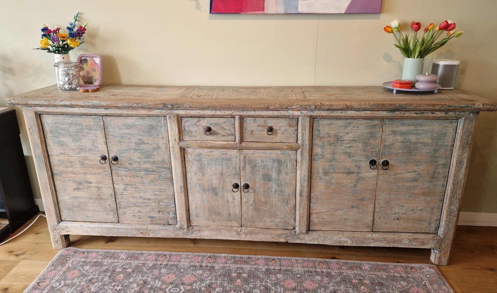 Sfeervol Wonen Dressoir (mét hangkastje) - 253x97x45 cm, Huis en Inrichting, Kasten | Dressoirs, Ophalen, Landelijke, brocante, vintage