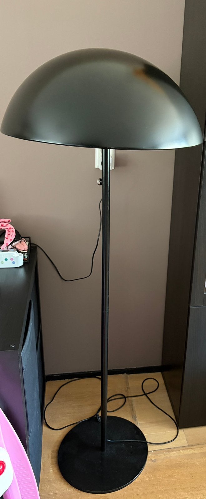 Ikea 365+ brasa ‘90s stalen vloerlamp zwart, Ophalen, Gebruikt, E27 (groot), Metaal