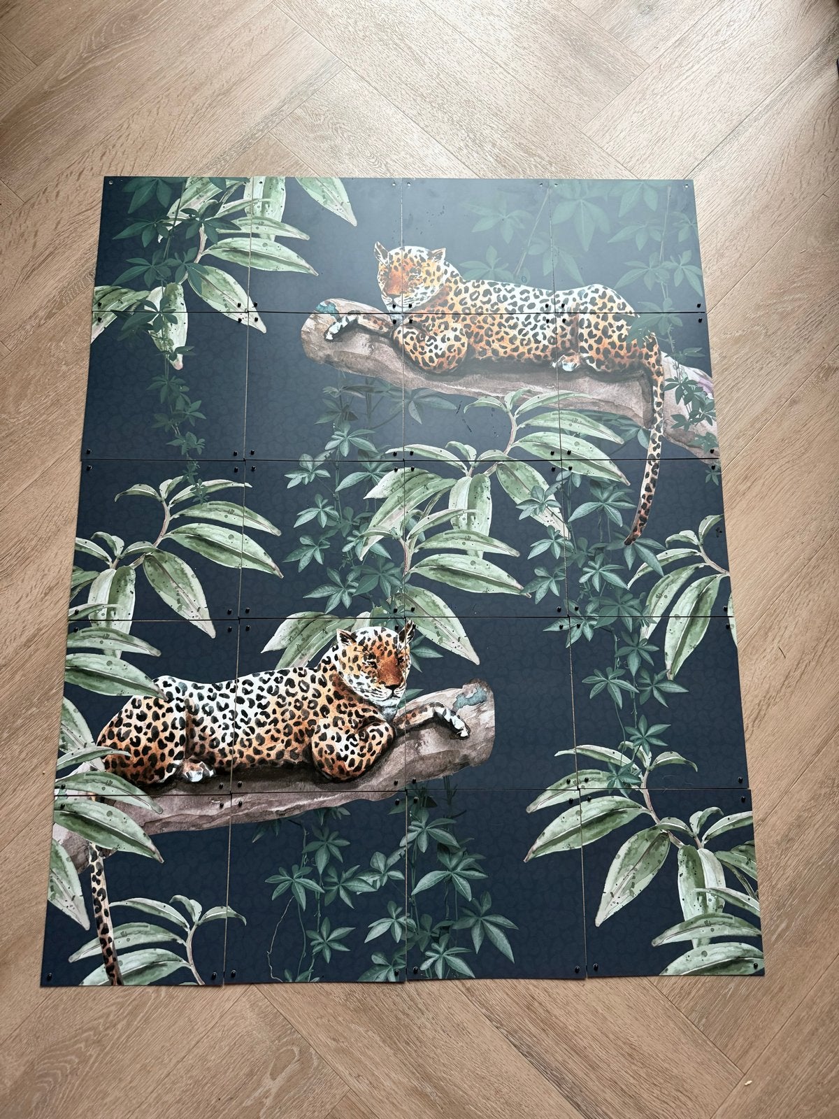 Dubbele IXXI jungle  'Into the Wild' - Luipaarden of zebra, Meerkleurig, Ophalen of Verzenden, Zo goed als nieuw, Wandbord of Wandpaneel