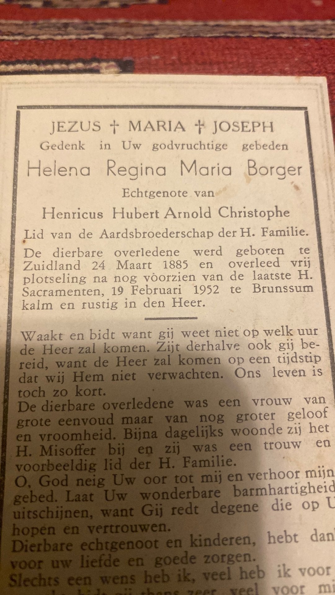 HRM Christophe - Birger 1885 Zuidland 1952 Brunssum, Ophalen of Verzenden