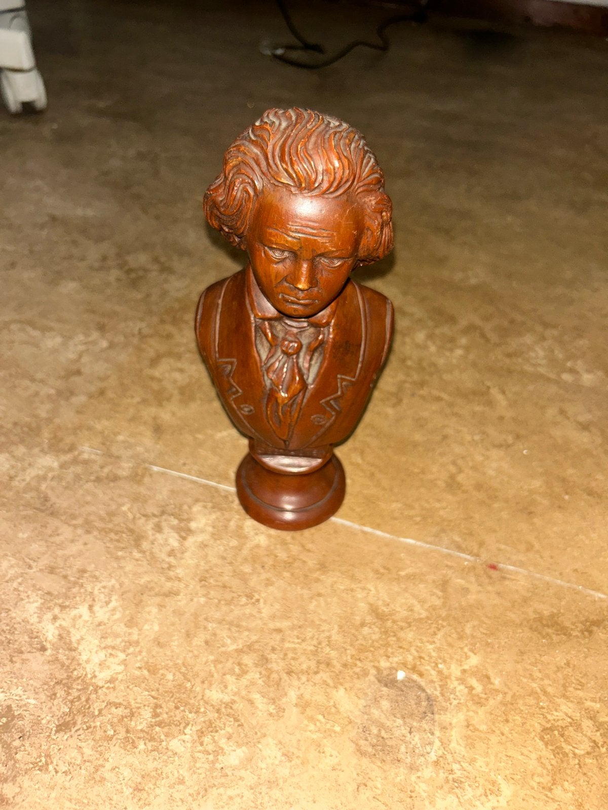 Houten Buste van Beethoven - Klassiek Houtsnijwerk, Minder dan 20 cm, Buste, Ophalen of Verzenden, Handgemaakt