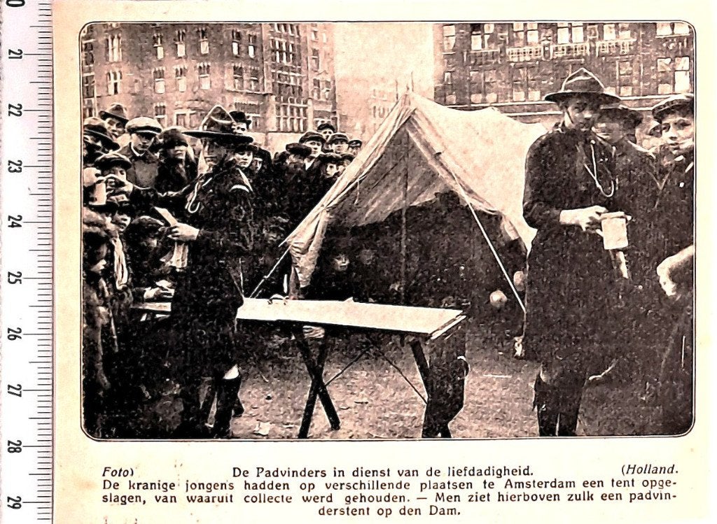 Scouting 1921; padvinders collecteren op de Dam in A'dam, Verzenden, Voor 1940, Gebruikt, Overige onderwerpen