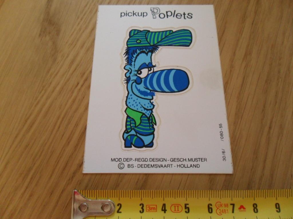 sticker groot pickup poplets letter F groen/blauw, Ophalen, Zo goed als nieuw