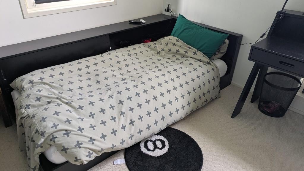 Woood Connect bed en bureau - zwart, Ophalen, Gebruikt, Jongetje of Meisje