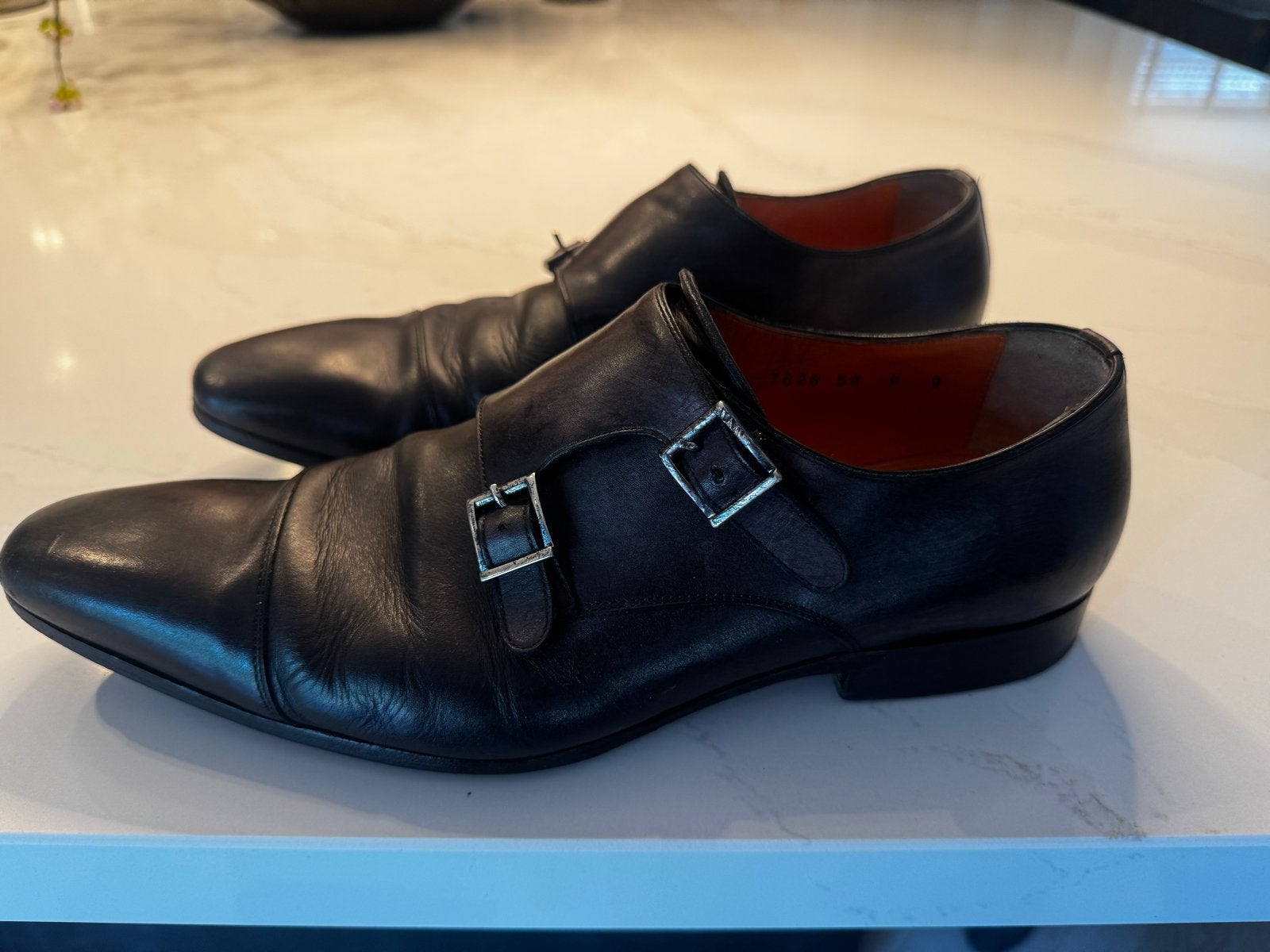 Santoni Leren Gespschoenen Antraciet Zwart 43 Maat 43, Kleding | Heren, Zwart, Ophalen of Verzenden, Gespschoenen, Gedragen