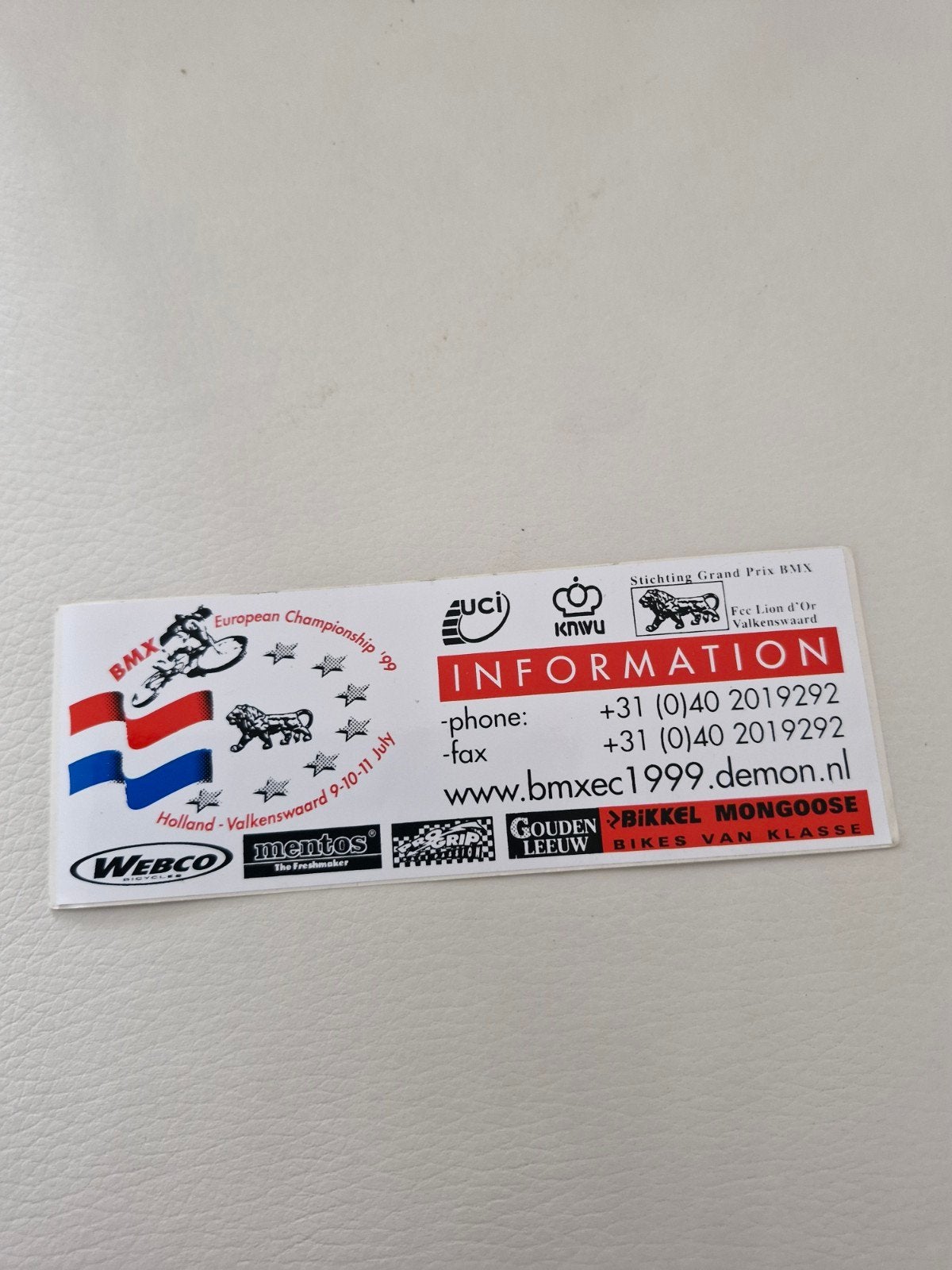 10078 BMX European Championship '99 Sticker Valkenswaard, Ophalen of Verzenden, Nieuw, Sport