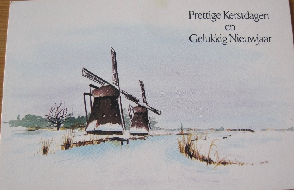 Kerst - Prettige kerstdagen - molens langs water - 1991, Verzenden, 1980 tot heden, Gelopen, Overige thema's