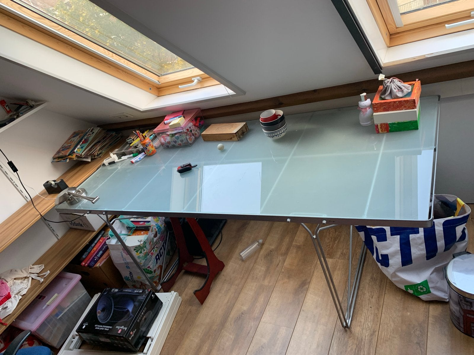 Glazen tafel - 200x85x72cm, Ophalen, Gebruikt, 50 tot 100 cm, Glas