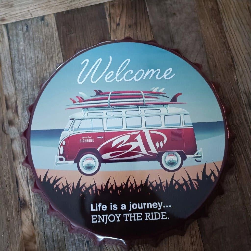 bierdop achtig kroonkurk welcome vw volkswagen bus look, Ophalen of Verzenden, Nieuw