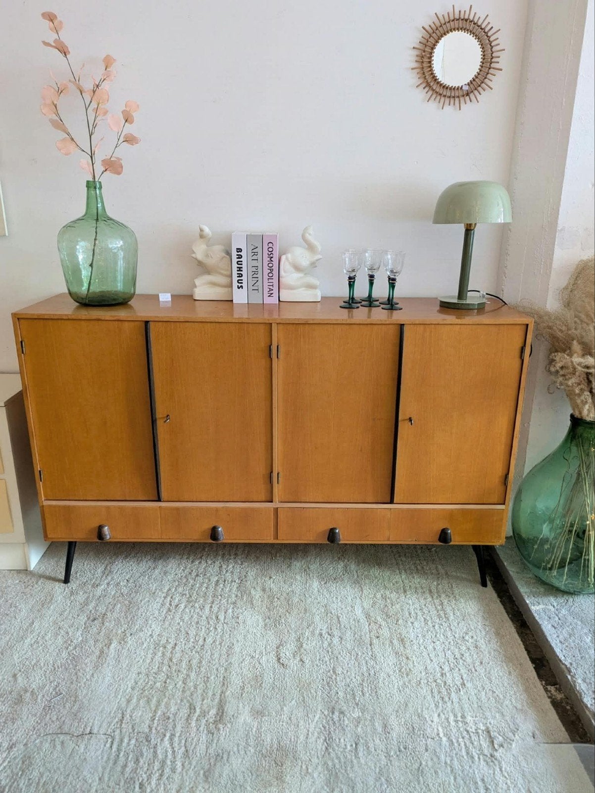 Vintage licht, dressoir, sideboard, Huis en Inrichting, Ophalen, Gebruikt, ., 150 tot 200 cm