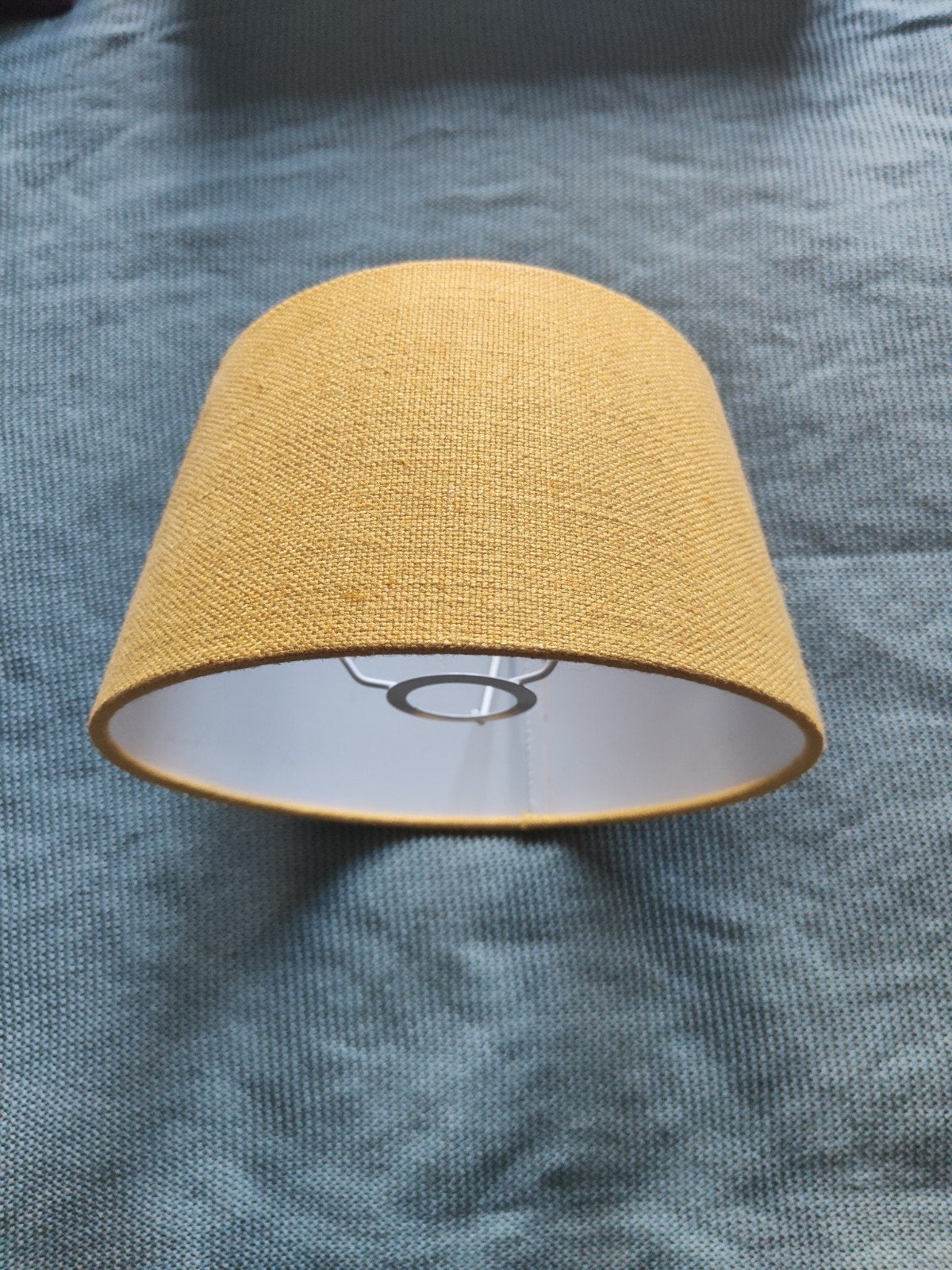 Gele stoffen lampenkap - Ø boven 20 cm, onder 25 cm, 25 cm, Tafellamp, 13 cm, Geel
