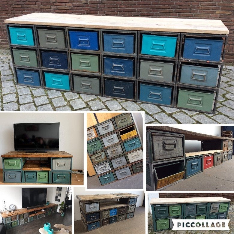 Modulaire KASTEN Dressoir Ladekast TV-kast Zelfontwerp SALE, Nieuw, Ophalen of Verzenden, Minder dan 100 cm, Metaal