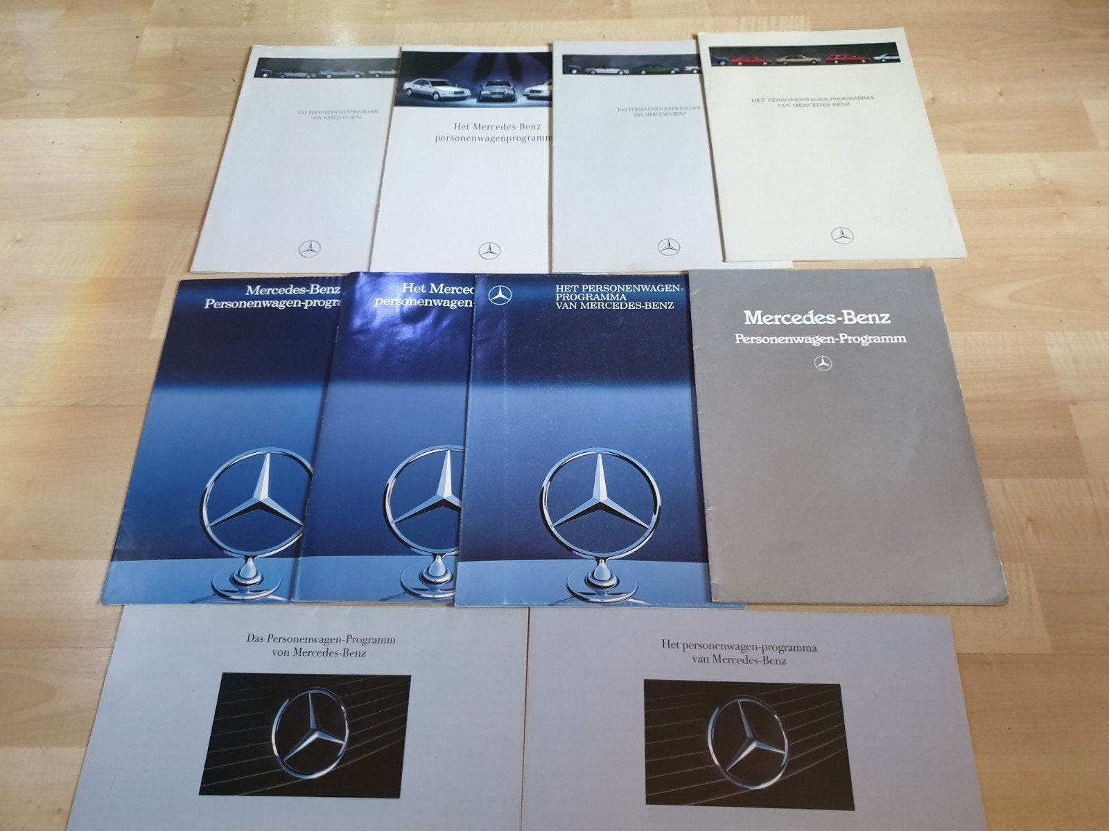 Mercedes folders (10x) personenwagen programma 1982 - 1995, Ophalen of Verzenden, Zo goed als nieuw, Mercedes