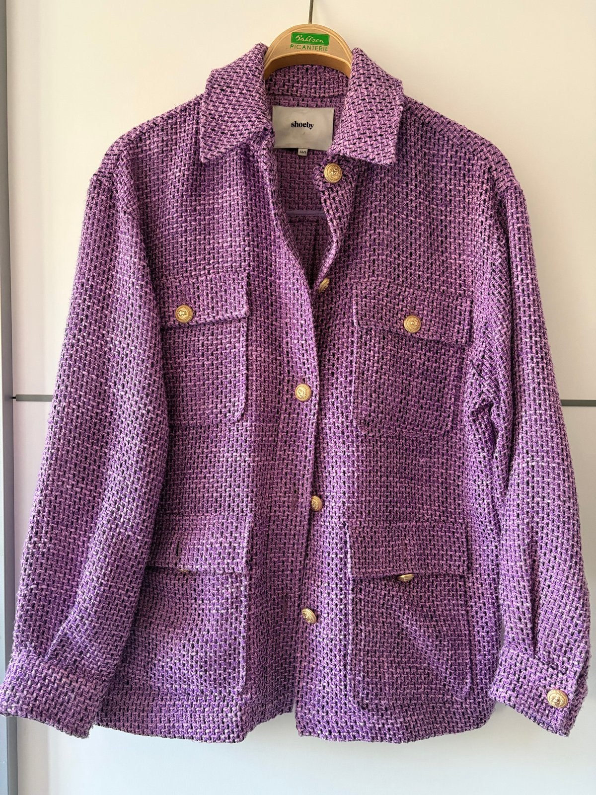 Shoeby paarse tweed jas XS/S, Verzenden, Zo goed als nieuw, Maat 34 (XS) of kleiner, Paars