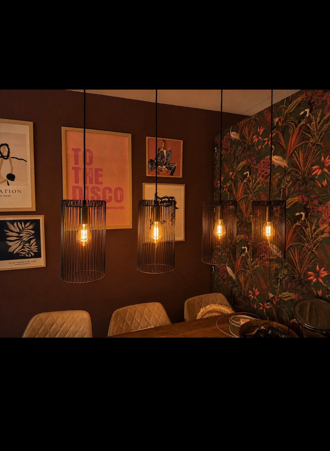 Industriële 4-lichts hanglamp – Brons – Moderne design lamp, Huis en Inrichting, Lampen | Hanglampen, Ophalen, Zo goed als nieuw