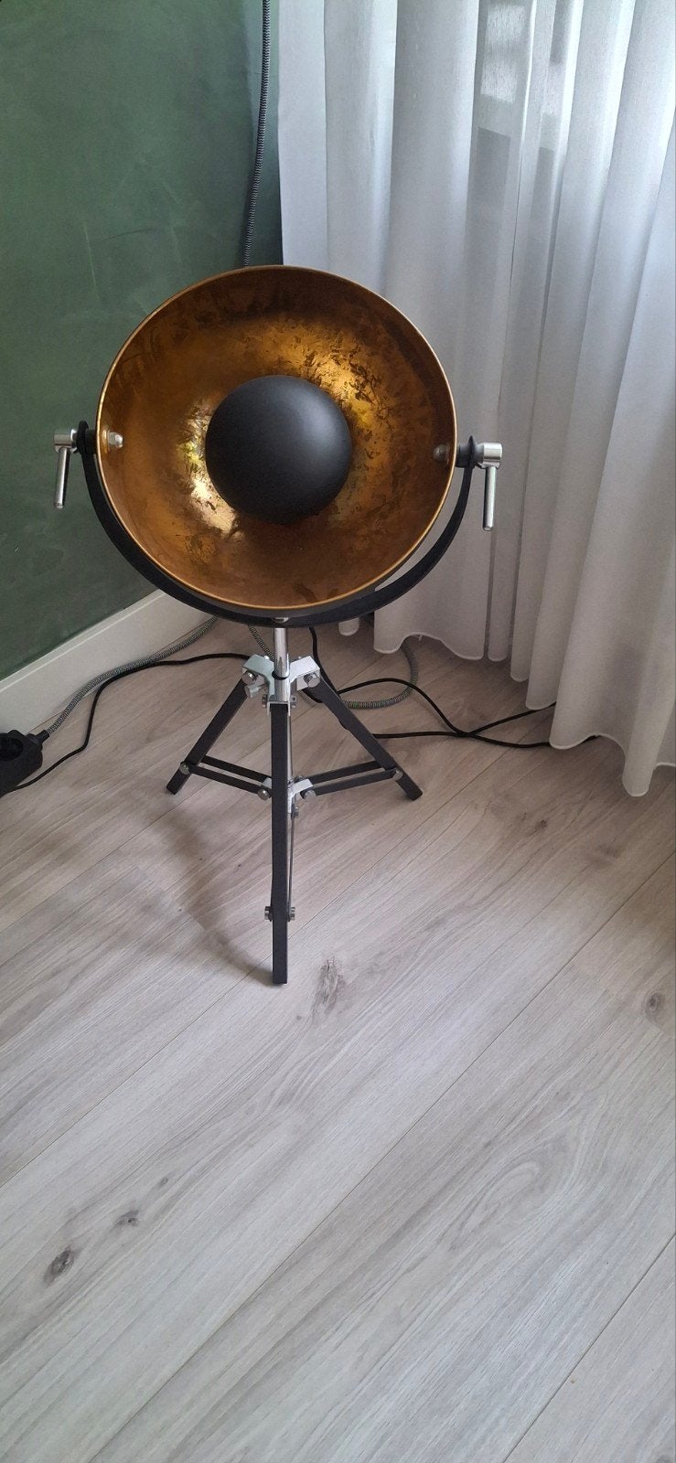 Mooie industriële staande lamp - klein zwart, Gebruikt, Overige fittingen, Ophalen of Verzenden, Minder dan 100 cm