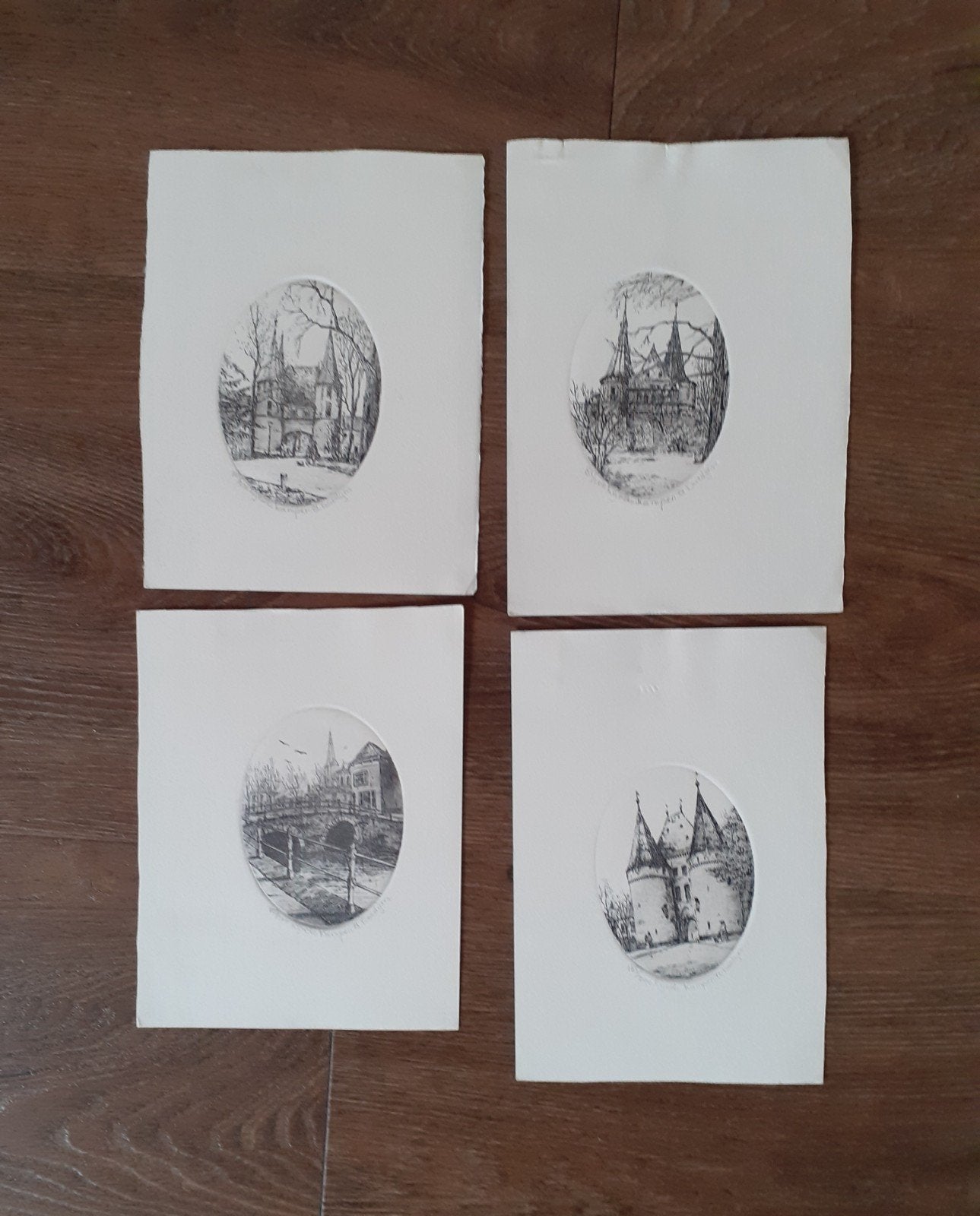 4 etsen van Kampen, stadsgezichten, Ophalen of Verzenden