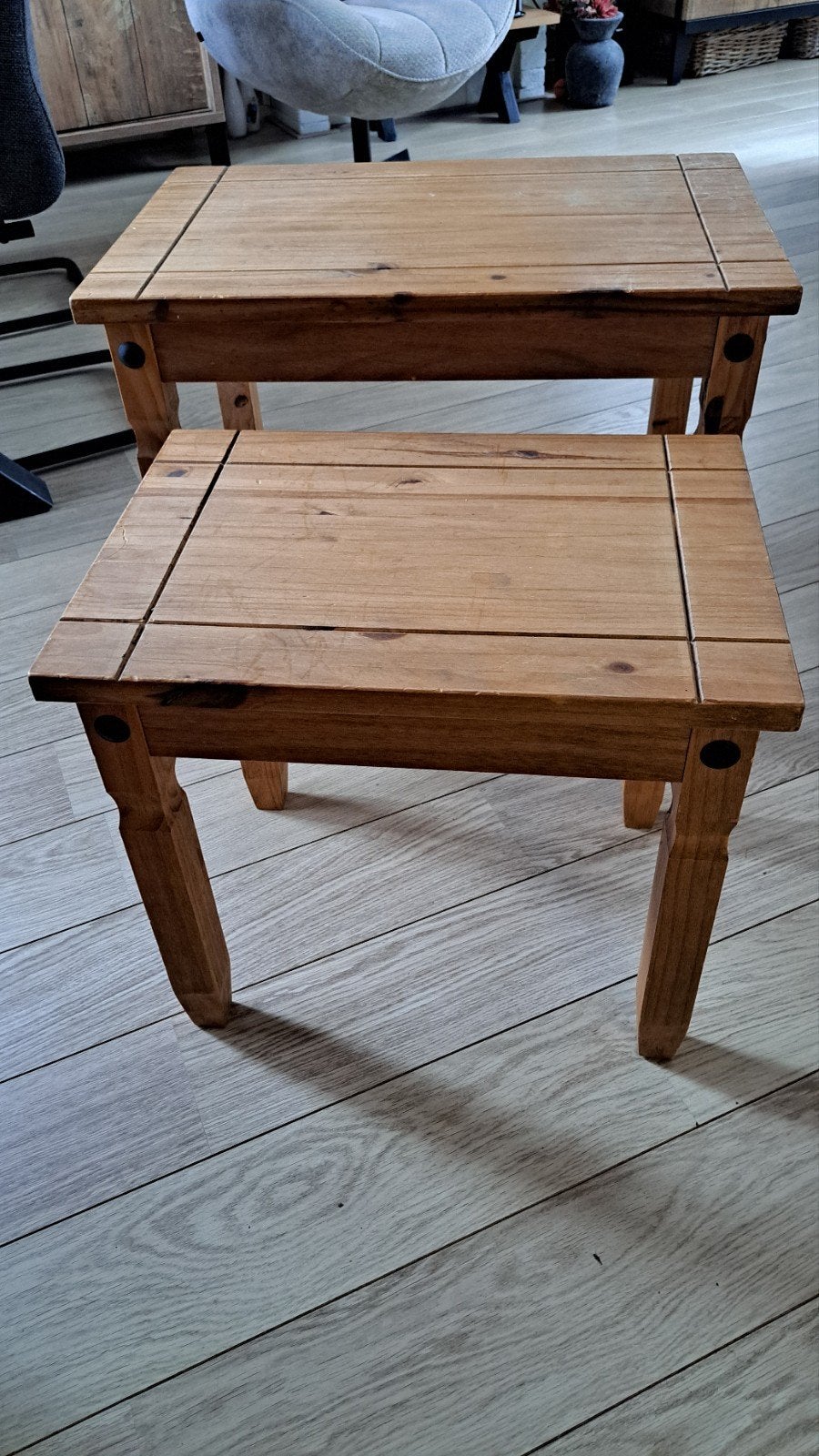 Houten bijzettafels - set van 2, Ophalen, Minder dan 45 cm, Minder dan 55 cm, Gebruikt