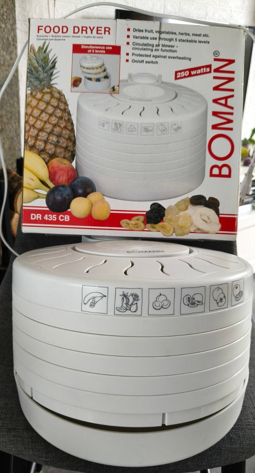 Bomann DR 435 CB Voedseldroger - 250W - Slechts 1x gebruikt!, Ophalen of Verzenden, Zo goed als nieuw