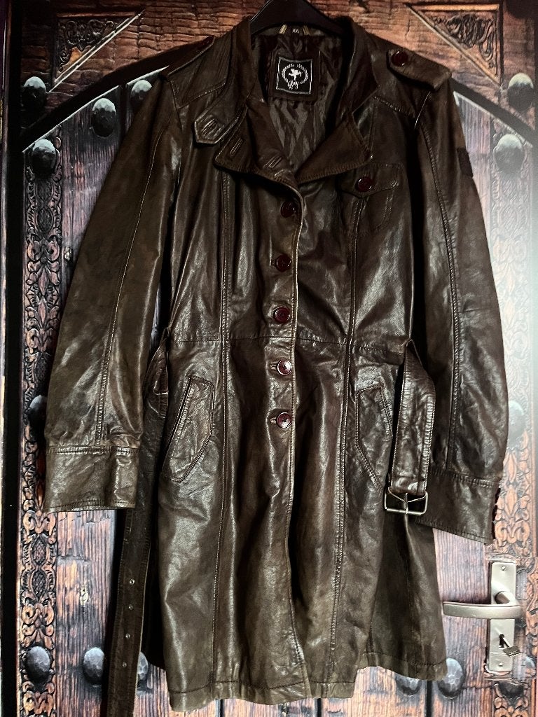 Super stoere dunne getaillerde echt lederen jas 44 nu 59,99€, Gipsy, Bruin, Maat 42/44 (L), Ophalen of Verzenden