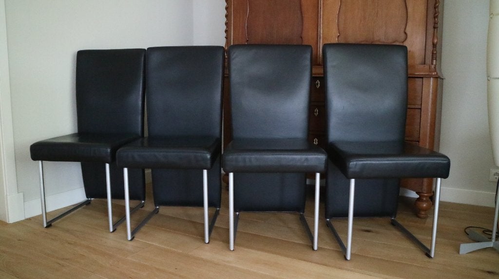Rolf Benz leren eetkamerstoelen., Ophalen, Gebruikt, Zwart, Leer