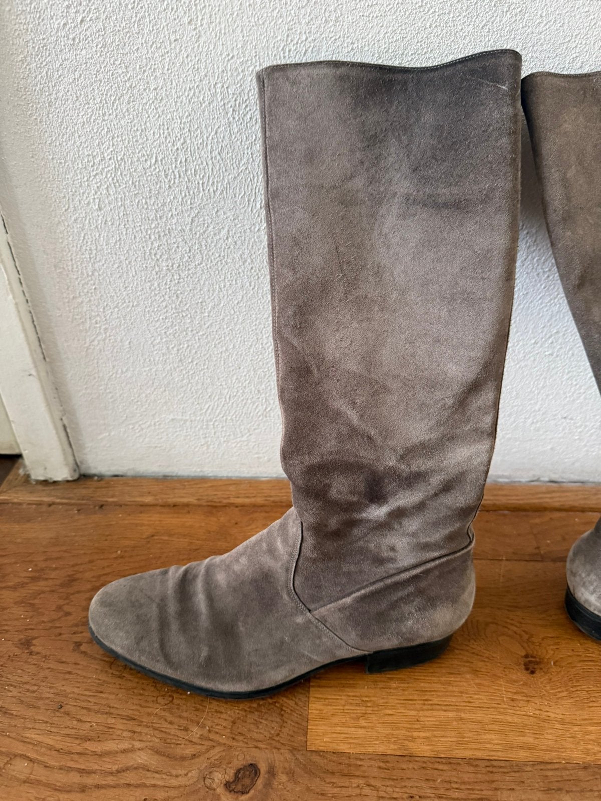Durea lange laarzen taupe M40 wijdte E, Hoge laarzen, Ophalen of Verzenden, Grijs, Gedragen
