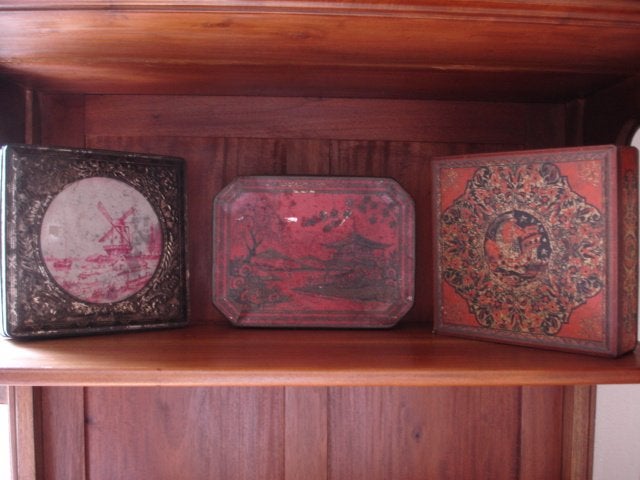 Antieke blikken van verschillende herkomst (3 stuks)., Ophalen of Verzenden, Gebruikt, Koek(jes), Overige merken