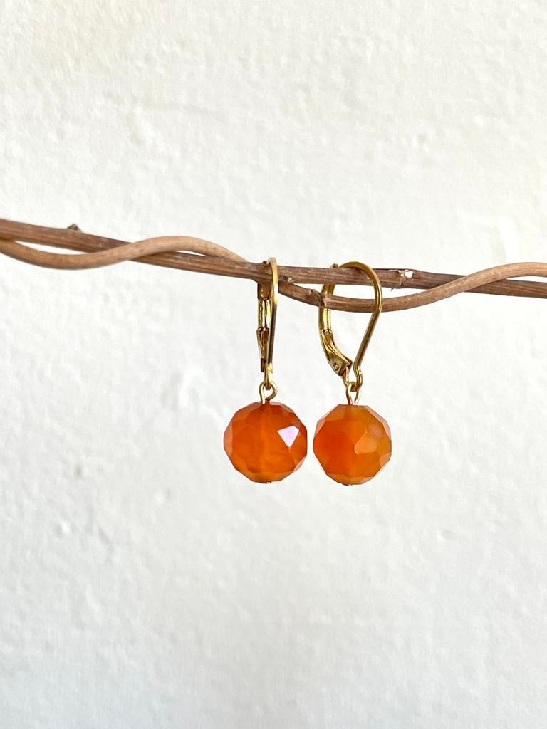Carneool antiek oorbellen, Hangers, Nieuw, Oranje, Ophalen of Verzenden