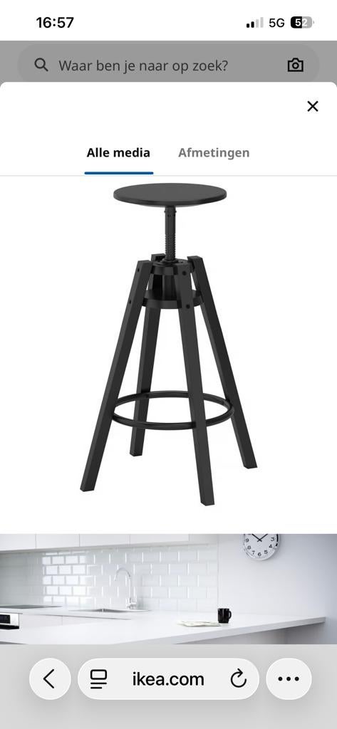 3 stuks Dalfred ikea barkrukken, Huis en Inrichting, 2 krukken, Ophalen, 60 tot 90 cm