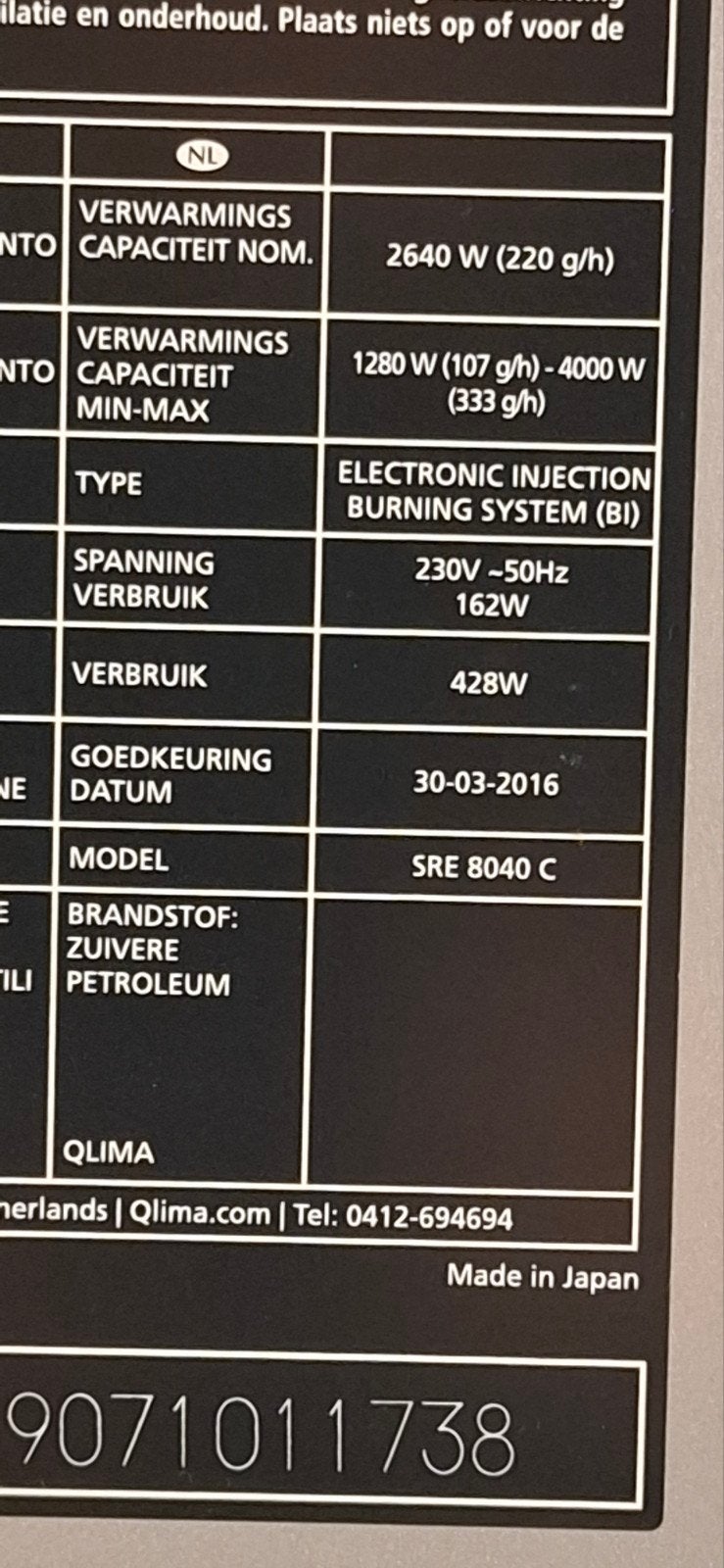 Qlima SRE 8040 C Petroleum kachel, Ophalen, Gebruikt, Overige brandstoffen, Petroleumkachel