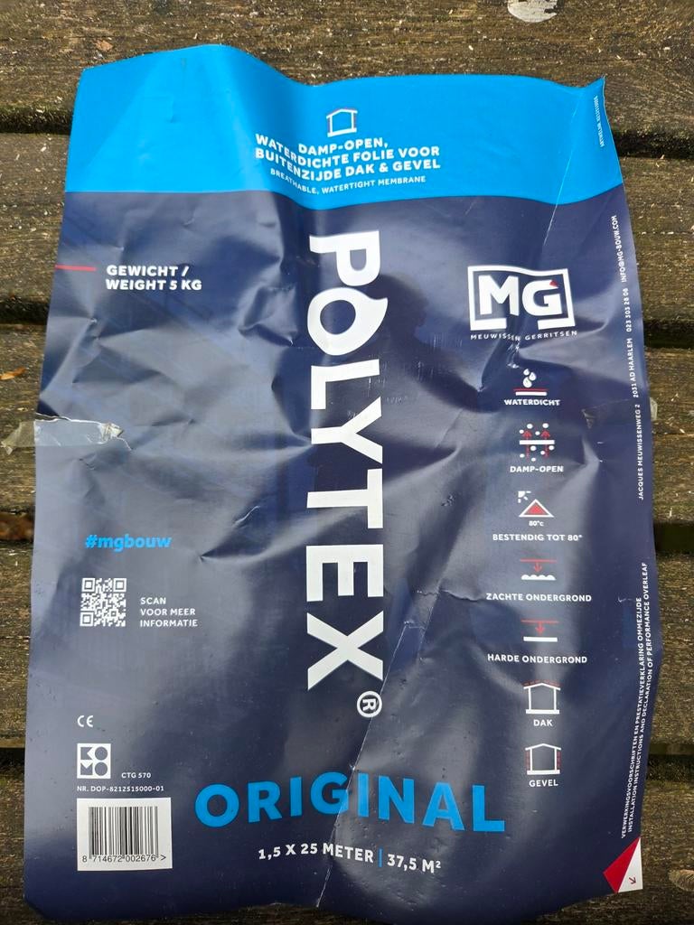 Polyetex Original folie, ca. 10 meter, Doe-het-zelf en Verbouw, Zeil en Folie, Ophalen, Gebruikt, 10 tot 15 m², Folie