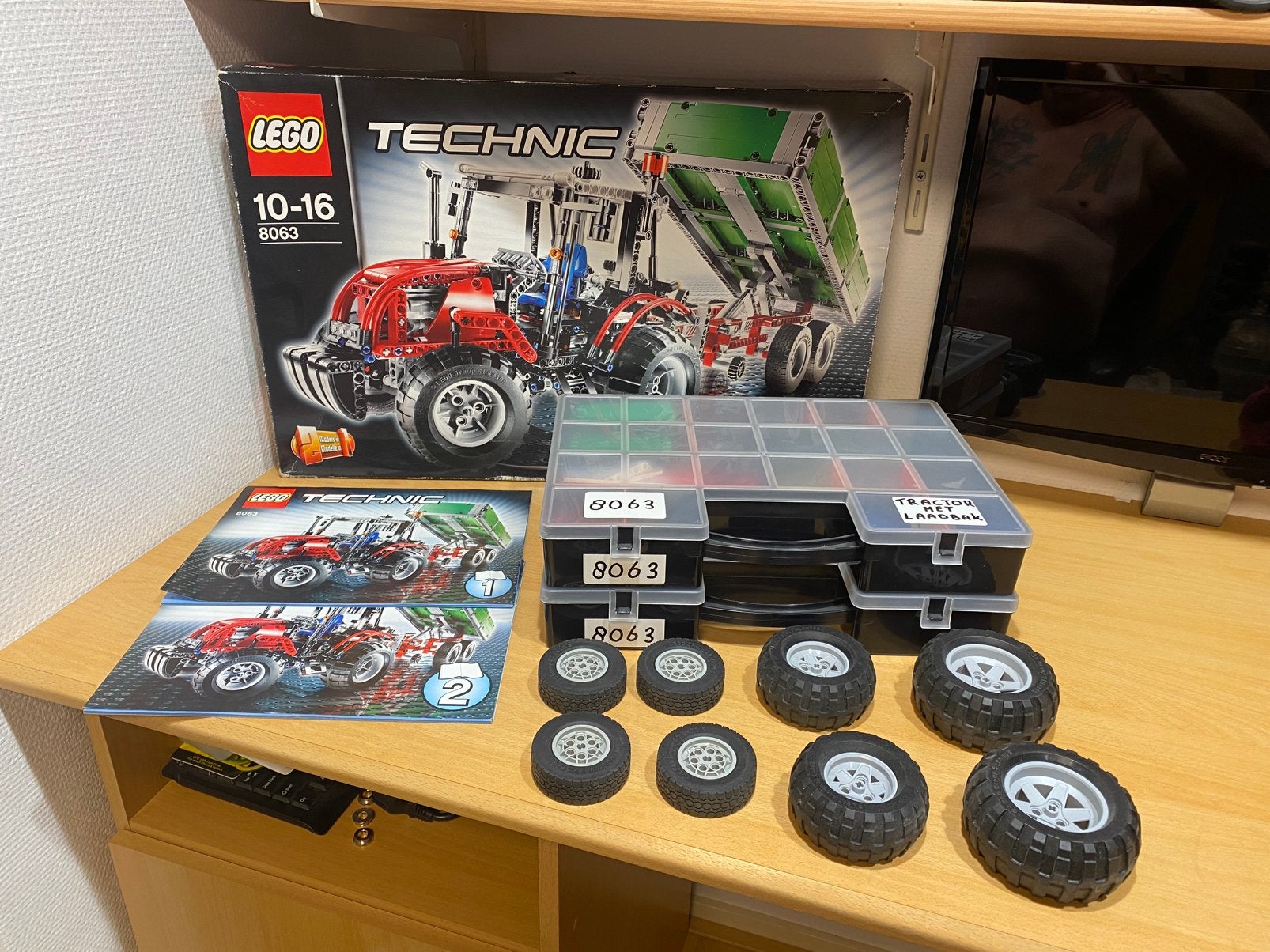 UNIEK Lego technic 8063 Tractor met laadbak + Doos, Ophalen of Verzenden, Zo goed als nieuw