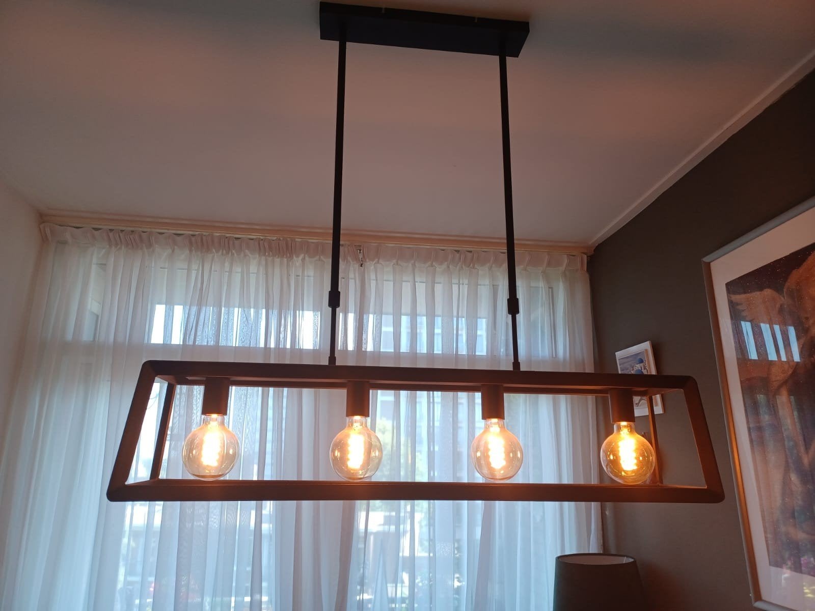 Moderne hanglamp voor eettafel - Mexlite 4x E27, Modern, Industrieel, Zo goed als nieuw, Metaal, E27 (groot)