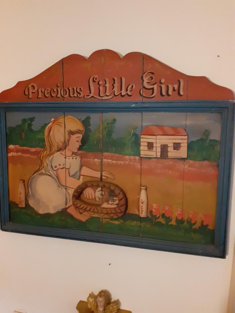 Antiek Amerikaanse volkskunst schilderij 1890=1910, Ophalen of Verzenden