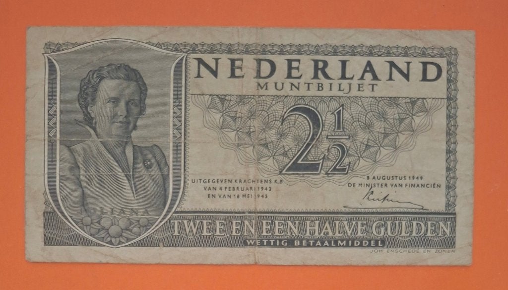 Muntbiljet 2,5 gulden 1949 Juliana, cat. PL17.a / 16-1b, Verzenden, 2½ gulden, Los biljet