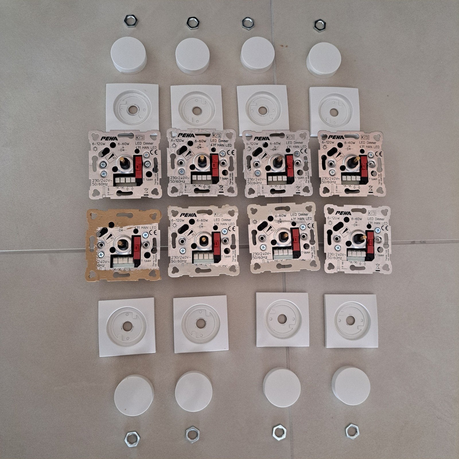 8x PEHA LED Dimmer 431 HAN met Berker S1 knop/plaat - Zgoh, Verzenden, Zo goed als nieuw