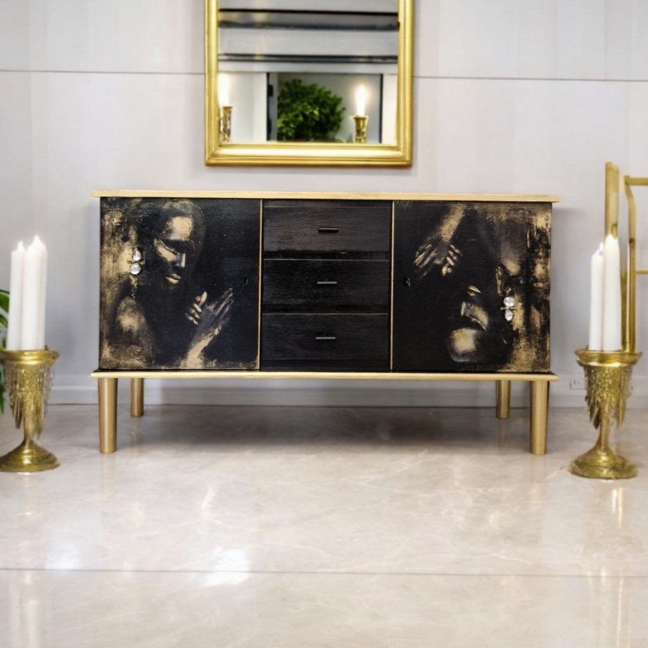 statement tvkast/ zwart en goud dressoir, Donyavimin@gmail.com, Mina Donyavi Meubels, Nieuw, Ophalen of Verzenden