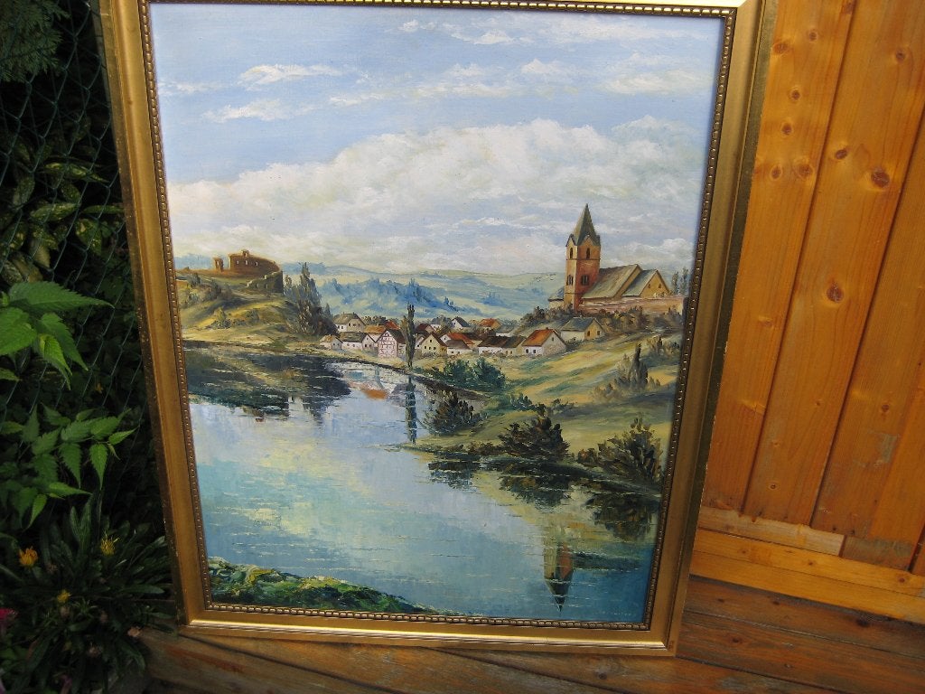 Olieschilderij Ulmener Maar (Daun), Ophalen of Verzenden, Landschap