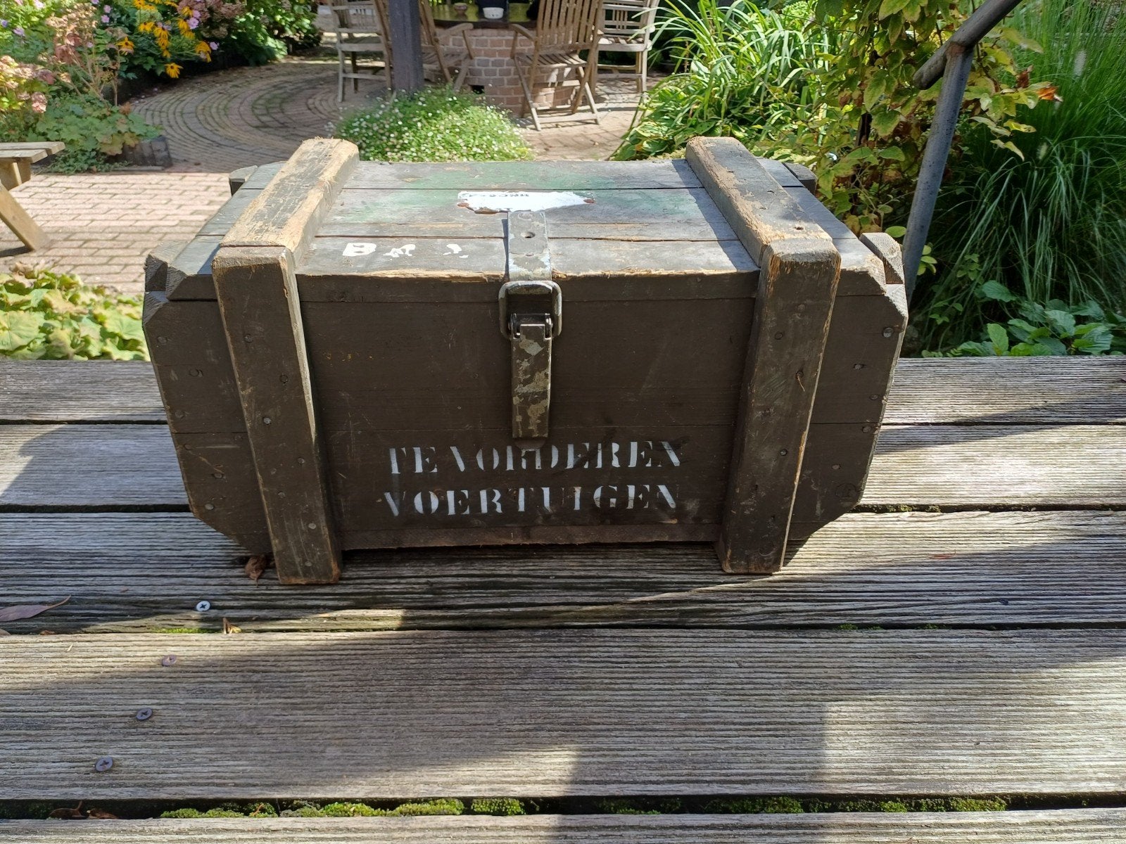 Authentieke houten militaire transportkist, Kist of Geocache, Onbekend, Ophalen of Verzenden, Onbekend