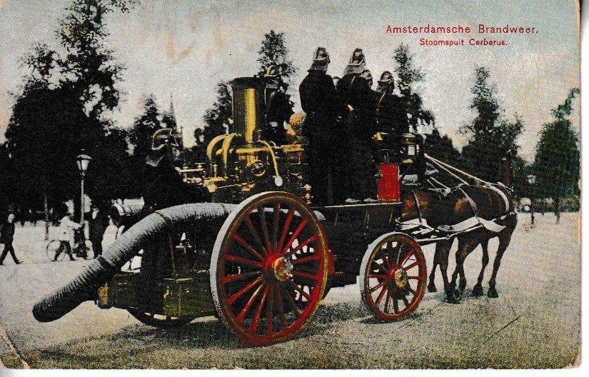 AMSTERDAMSCHE BRANDWEER / STOOMSPUIT CERBERUS, Ophalen of Verzenden, 1920 tot 1940, Gelopen, Zuid-Holland