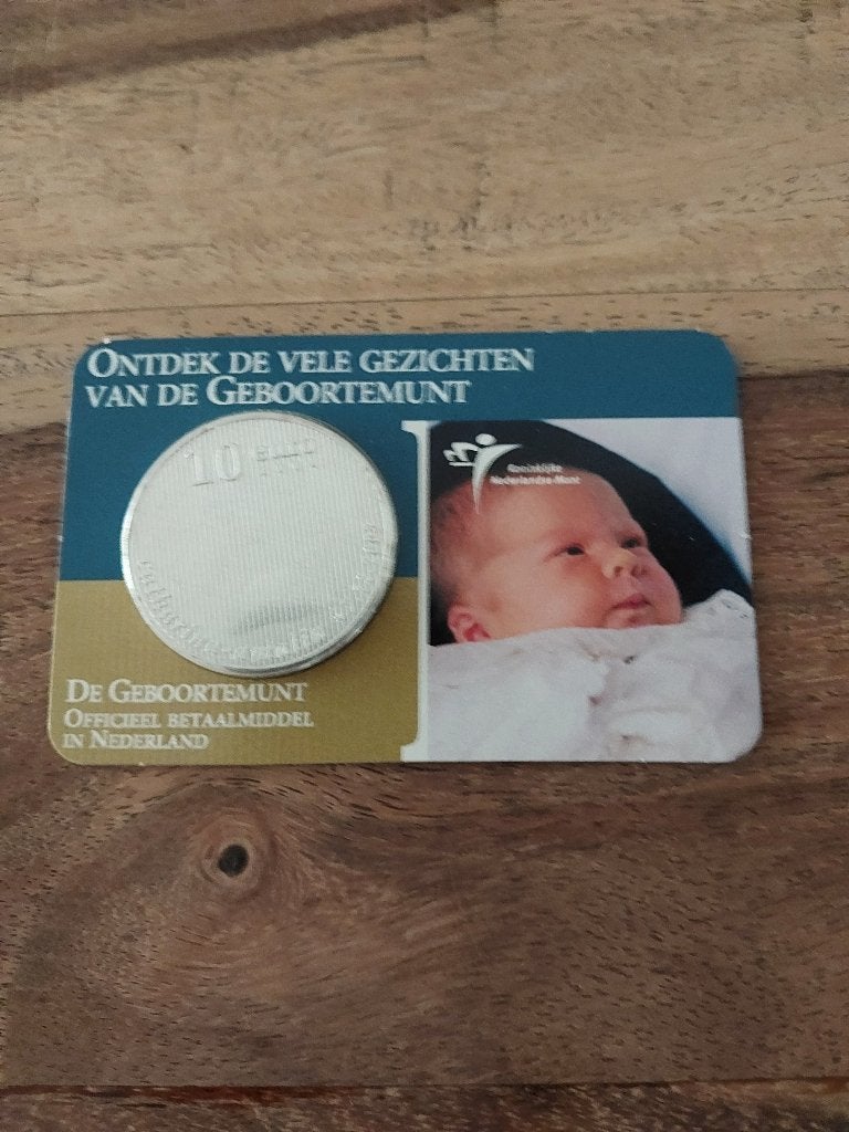 Zeldzame Geboortemunt in coincard zilver, Verzenden, Koningin Beatrix, Zilver, Euro's