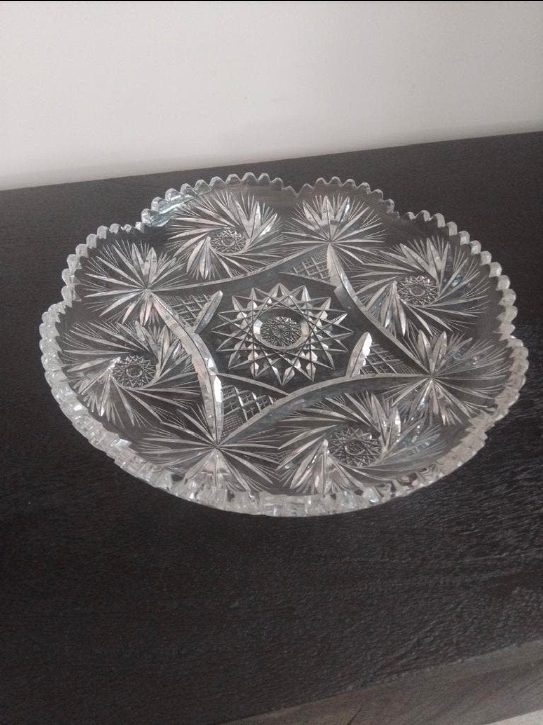 Kristallen schaal 28 cm doorsnee 4 cm hoog dienblad kristal, Ophalen of Verzenden