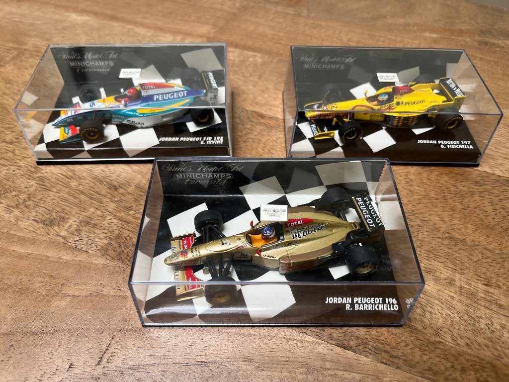 Minichamps Jordan Peugeot F1 modelauto's (3 stuks), Ophalen of Verzenden, Zo goed als nieuw, Auto, MiniChamps